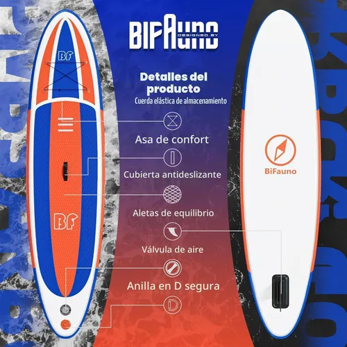 Vista 7 de Bifanuo Inflatable Stand Up Paddle Board with SUP Accessories & Backpack. Paddle Boards for Adults. Non-Slip Deck, Wide Stance, Bottom Fin, Double