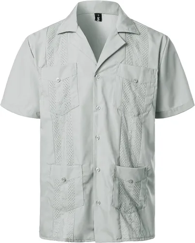 Vista 11 de VATPAVE - Camisas de manga corta con botones estilo guayabera cubana para hombre