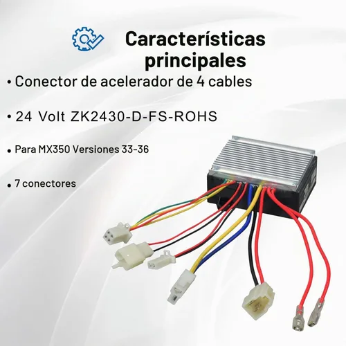 Vista 8 de AlveyTech Controlador ZK2430-D-FS-ROHS de 24 voltios para la moto Razor MX350 Dirt Rocket (versiones 33-36) - Módulo de control de velocidad