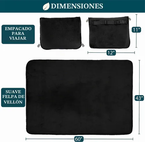 Vista 6 de PAVILIA Almohada Manta de Viaje, Manta Suave de Avión Conjunto Combo 2 en 1, Manta de Avión Compacta Empacable, Esenciales de Vuelo Almohada de Negro