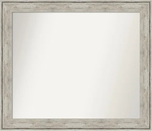 Vista 341 de Amanti Art Espejo de baño plateado para sobre el fregadero, 28 x 37 pulgadas, elegante espejo rectangular de peltre cepillado, marco de madera