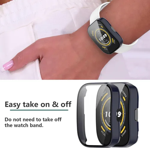 Vista 3 de [Paquete de 4] Funda con protector de pantalla de vidrio templado compatible con Amazfit Bip 5, parachoques ultrafino, cobertura completa, fundas
