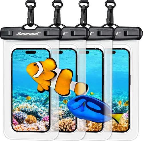 Vista 50 de Hiearcool Funda impermeable IPX8 para iPhone 17/16/15/14 Pro Max, bolsa seca para teléfono celular para artículos esenciales de playa y crucero
