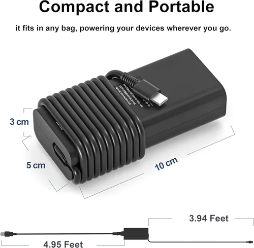 Vista 5 de Cargador tipo C de 65 W para Dell Latitude 3120 3189 3190 3310 3330 3340 3390 3510 3520 3550 5300 5330 5410 5430 5530 7275 7390 7400 Adaptador de CA
