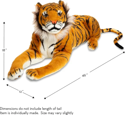 Vista 4 de Tigre gigante de peluche de Melissa & Doug, realista (más de 5 pies de largo)