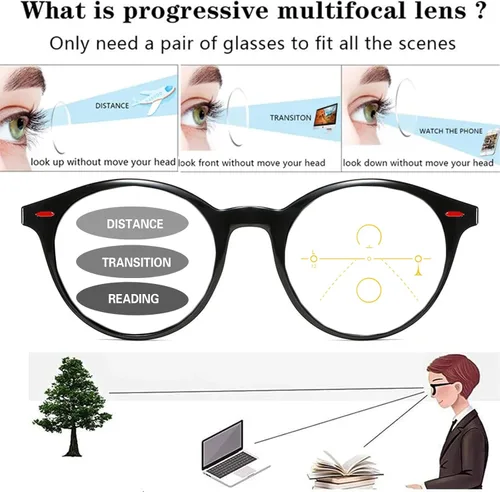 Vista 2 de COTIA Gafas de lectura progresivas fotocrómicas de transición para hombre, lentes de hipermetropía deportiva con enfoque múltiple TR90