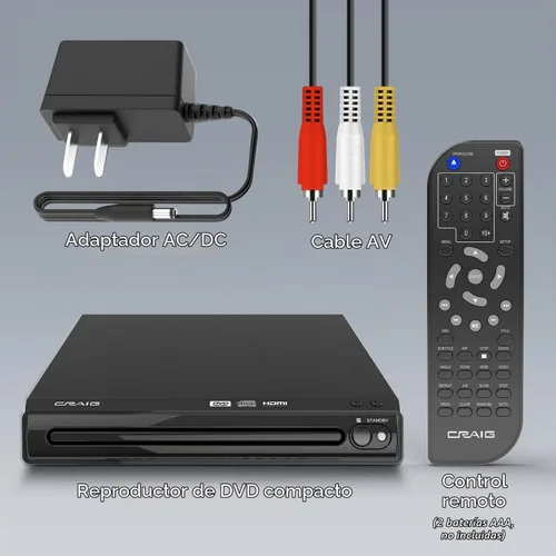 Vista 3 de Craig CVD401A Reproductor de DVD HDMI Compacto con Control Remoto en Negro Compatible con DVD-R/DVD-RW/JPEG/CD-R/CD-R/CD Escaneo Progresivo
