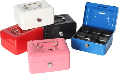 Vista 9 de Decaller - Caja de dinero con ranura para niños, caja de dinero pequeña con bandeja para dinero y cerradura de llave, 6 1/5 pulgadas x 5 pulgadas x