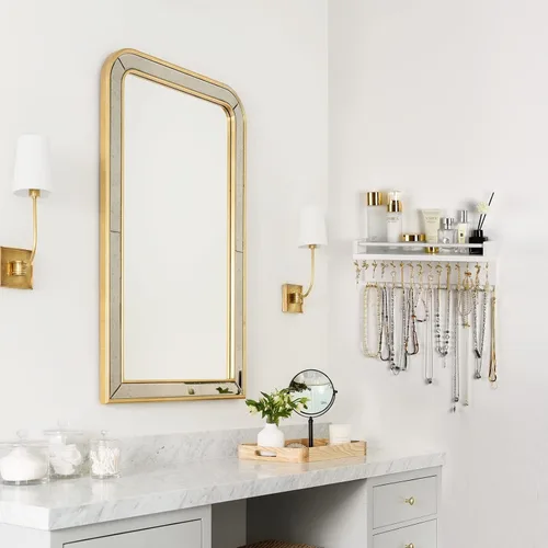 Vista 6 de Zhithink Organizador de joyas colgante para collares, ganchos de joyería con 30 ganchos, organizador de joyas montado en la pared para collares