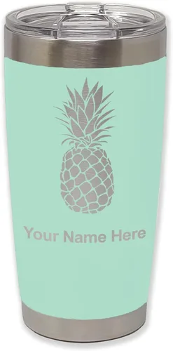 Vista 35 de LaserGram Vaso aislado al vacío de 20 onzas, piña, grabado personalizado incluido (negro)