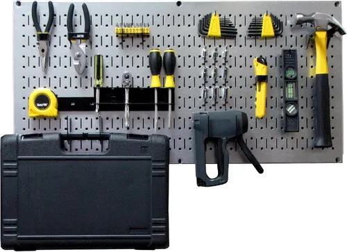 Vista 15 de Wall Control Sistema modular de organizador de herramientas de tablero perforado, unidad de almacenamiento de herramientas de tablero de clavijas