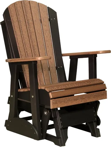 Vista 18 de LuxCraft Silla mecedora Adirondack de 2 pies, mecedora para patio al aire libre, balancín deslizante para exteriores (caoba antigua)