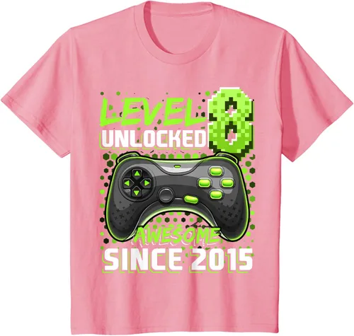 Vista 82 de Level 8 Unlocked Awesome 2015 Video Game 8th Birthday Boy T-Shirt, Negro