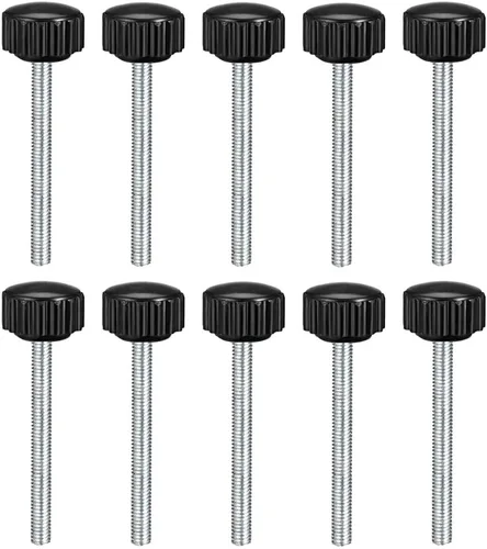 Vista 10 de uxcell Perillas de sujeción moleteadas con rosca métrica macho M4 x 0.394 in, tornillo de agarre para pulgar, tipo perno de mango de sujeción manual