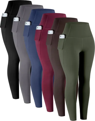 Vista 13 de LZYVOO - Leggings con bolsillos para mujer, 6 paquetes, pantalones de yoga de cintura alta suaves con control de abdomen para entrenamiento
