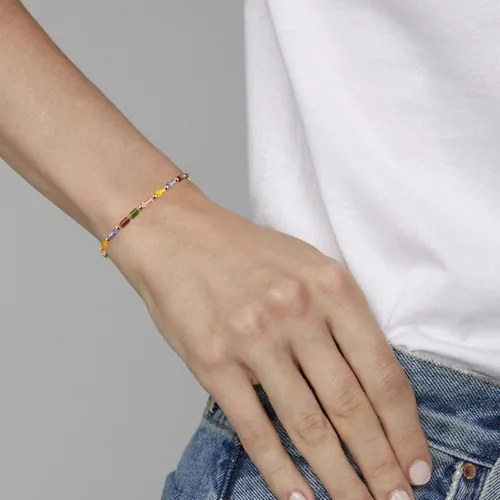 Vista 3 de MTMY Pulsera de cadena de oro para mujer, chapada en oro de 14 quilates, delicada, con cadena ajustable, bonita pulsera de oro para regalo para ella