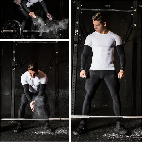Vista 3 de CompressionZ Pantalones de compresión para hombre, para entrenamiento, deportes Leggings de capa base para correr