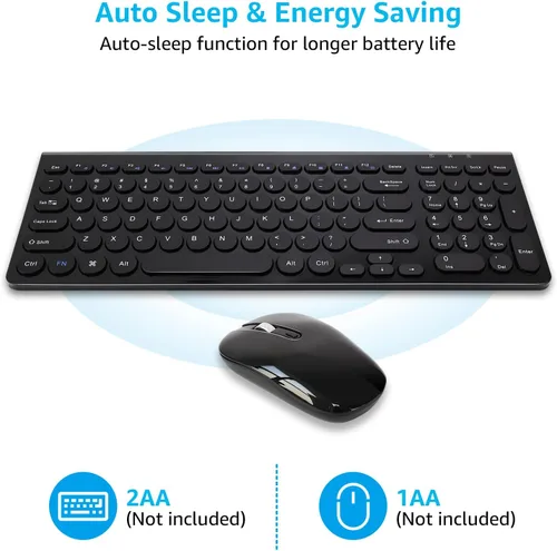 Vista 5 de LeadsaiL Combo de teclado y mouse inalámbricos, mouse USB inalámbrico y teclado de computadora, compacto y silencioso para computadora portátil