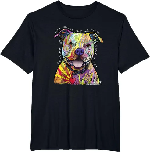 Vista 37 de Beware Of Pit Bulls, Dean Russo Pitbull Original - Camiseta para amantes de los perros, Negro