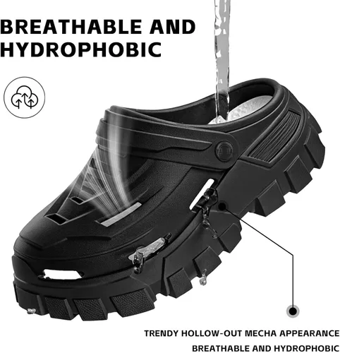 Vista 7 de Zuecos clásicos perforados unisex Sandalias de soporte de arco Zapatos de jardín – Tenis ligeros de EVA para jardín, playa, secado rápido
