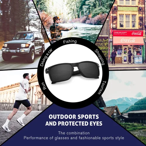 Vista 5 de Gafas de sol cuadradas polarizadas para hombres y mujeres con acabado mate gafas de sol con protección UV