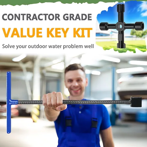 Vista 6 de Winisok - Llave de medidor de agua de 17 pulgadas con llave de utilidades multifuncional de 4 vías, herramienta de apagado de agua con varilla
