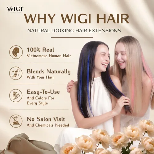 Vista 4 de WIGI 3 clips de cabello humano con reflejos, champán de 24 pulgadas #18A/60 Champaign Highlight