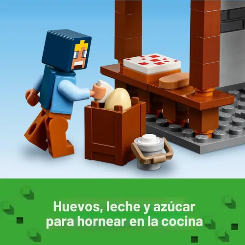 Vista 5 de LEGO Minecraft La Granja de Molinos de Viento - Juguetes de Construcción de Minecraft para Niños, Niños y Niñas, Edades 8+ - Incluye 3 Minifiguras