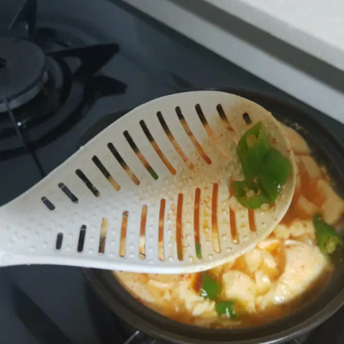 Vista 5 de Cuchara de arroz multifunción antiadherente, espátula profesional para servidor de patata de arroz (1 unidad, blanco)