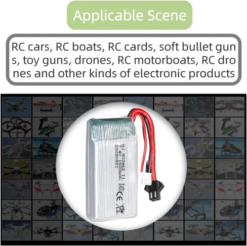 Vista 5 de Paquete de 2 unidades 7.4V 1500mAh 903462 25C para Wltoys A959-B A969-B A979-B K929-B WLtoys 4WD de alta velocidad RC Cars y la mayoría de coches RC