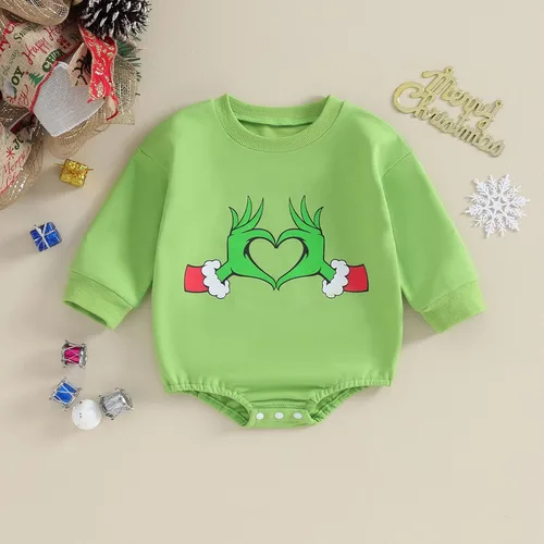 Vista 3 de MERSARIPHY Ropa de Navidad para bebé, sudadera para bebé, niño, niña, mameluco de Papá Noel para bebé, trajes de otoño e invierno