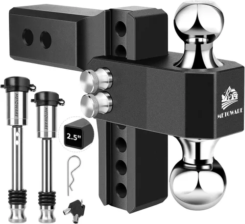 Vista 9 de METOWARE Enganche de remolque ajustable - Enganche de caída de aluminio para receptor de 2.5 pulgadas - Enganche de remolque de servicio pesado