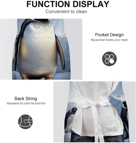 Vista 6 de Personalized Penguin Adult Apron, Kitchen Cooking Aprons for Woman Man, Adjustable Bib Apron with Pocket for Baking, BBQ Crafting Outdoors, Dining