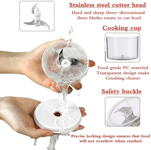 Vista 6 de 250ML Mini licuadora eléctrica de ajo, picadoras de verduras portátiles, triturador de ajo y picador de cebolla, licuadora para vegetales