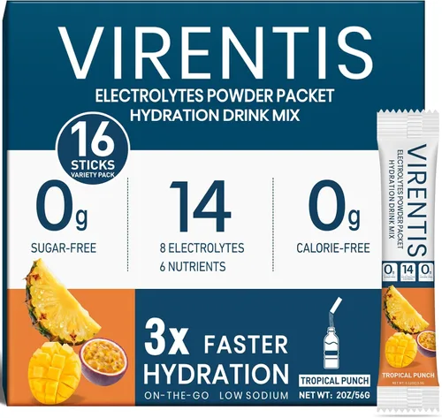 Vista 15 de 16 Sobres de Polvo de Electrolitos Sin Azúcar, Paquetes de Hidratación, Mezcla de Bebida de Electrolitos IV Líquida Diaria para Rehidratación con 8
