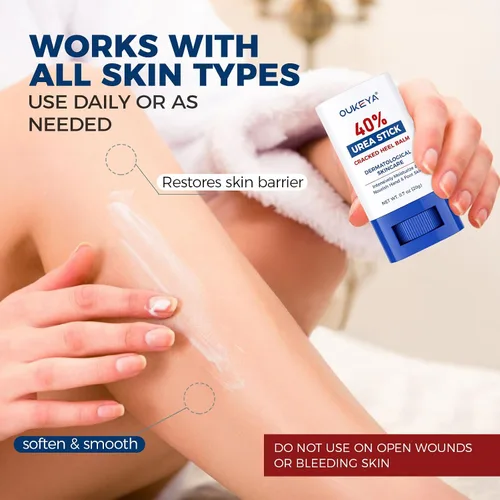 Vista 7 de OUKEYA Crema de urea 40 por ciento. Barra de crema de urea para pies y manos para talón agrietado seco, agrietado, evitar la congelación, loción