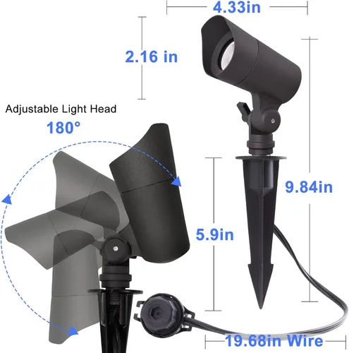 Vista 7 de E ENERGETIC LIGHTING Luces LED de paisaje con conectores, 12 V de bajo voltaje, blanco cálido 3000 K, 4 W, 175 LM, luces de camino de jardín Paquete