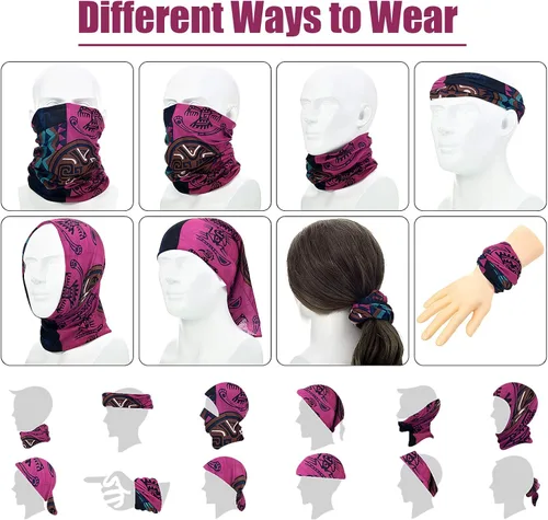 Vista 3 de SATINIOR 8 bandanas africanas para cubrir la cara, estilo bohemio, pasamontañas, bufanda para mujer, multicolor, M, Multicolorido