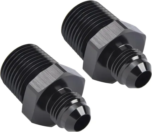 Vista 28 de 3AN macho Flare a 1/4 NPT tubo macho 90 grados codo adaptador unión aluminio negro