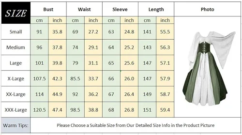 Vista 5 de Abaowedding Vestido medieval renacentista para mujer, vestido retro gótico con mangas de trompeta