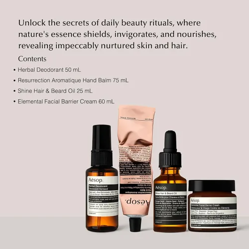 Vista 3 de Aesop Kit esencial de aseo para hombres – Crema de barrera facial elemental (2.1 onzas) + desodorante a base de hierbas (1.7 onzas) + bálsamo