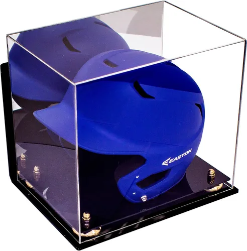 Vista 81 de Better Display Cases Vitrina acrílica para casco de bateo de béisbol con espejo, elevadores rosados, montaje en pared y base de espejo (V22/A012)