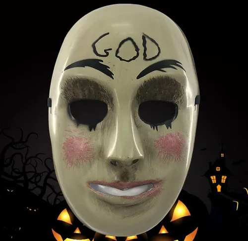 Vista 4 de Gmasking Máscara de Dios para mujer asesina del terror 2021, accesorios para disfraz de fiesta de Halloween