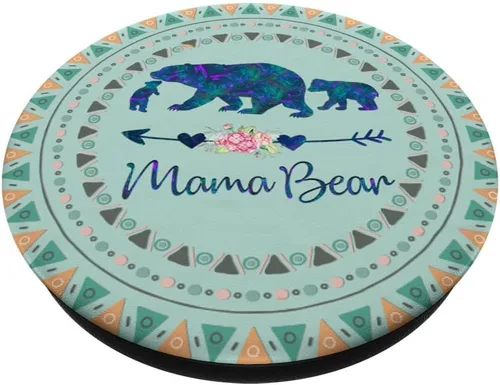Vista 2 de PopSockets PopSockets Swappable PopGrip - Mamá Oso de dos bebés en menta verde