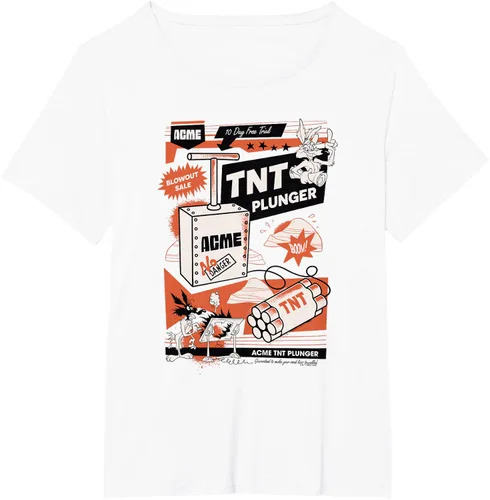 Vista 56 de Looney Tunes Wile E. Coyote - Camiseta de émbolo TNT, Blanco, S