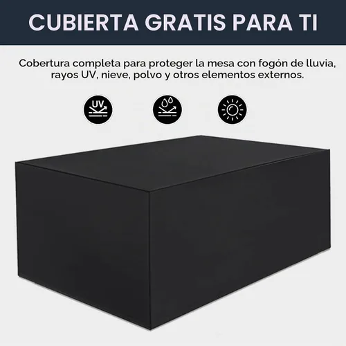 Vista 5 de Mesa para fogón de gas propano de 44 pulgadas para patio exterior, fogón rectangular al aire libre de mimbre de ratán de 60000 BTU con protector