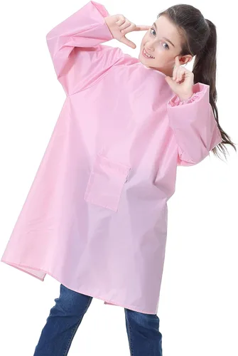 Vista 10 de Delantal de arte para niños, delantal impermeable con bolsillo para niños, delantales de pintura de artistas con manga larga para niños y niñas