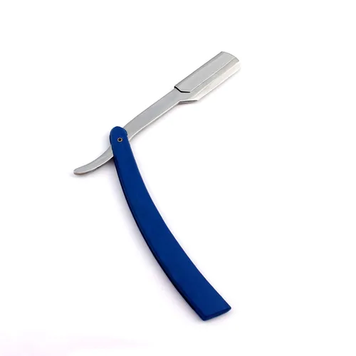 Vista 3 de OdontoMed2011® Rastrillos profesionales rectos de acero con borde de barbero plegable para afeitar, rastrillo de afeitado doble (mango negro)