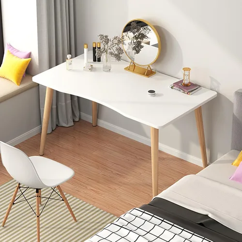 Vista 3 de Escritorio para computadora, escritorio, estilo de escritorio, diseño de arco ergonómico para oficina en casa, estudio, PC, mesa de escritura