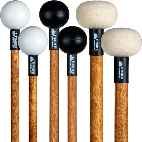 Vista 10 de Paquete de Mazos de Percusión — ENSAMBLADO EN EE.UU. — Baquetas para Marimba, Redoble de Platillos, Glockenspiel, Bloque de Madera — Poly Duro, Goma